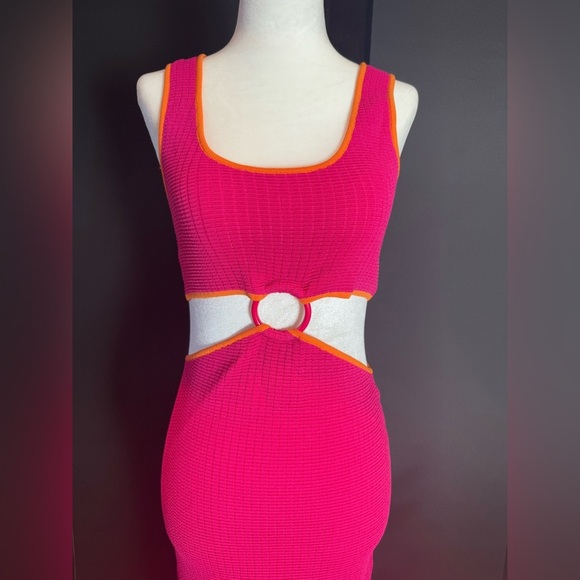 SOLID & STRIPED Bailey Dress in Shocking Pink & Clementine - NWOT - Picture 5 of 7